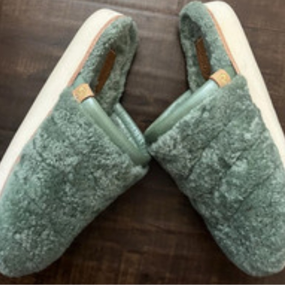 Plush Green Fuzzy Slippers